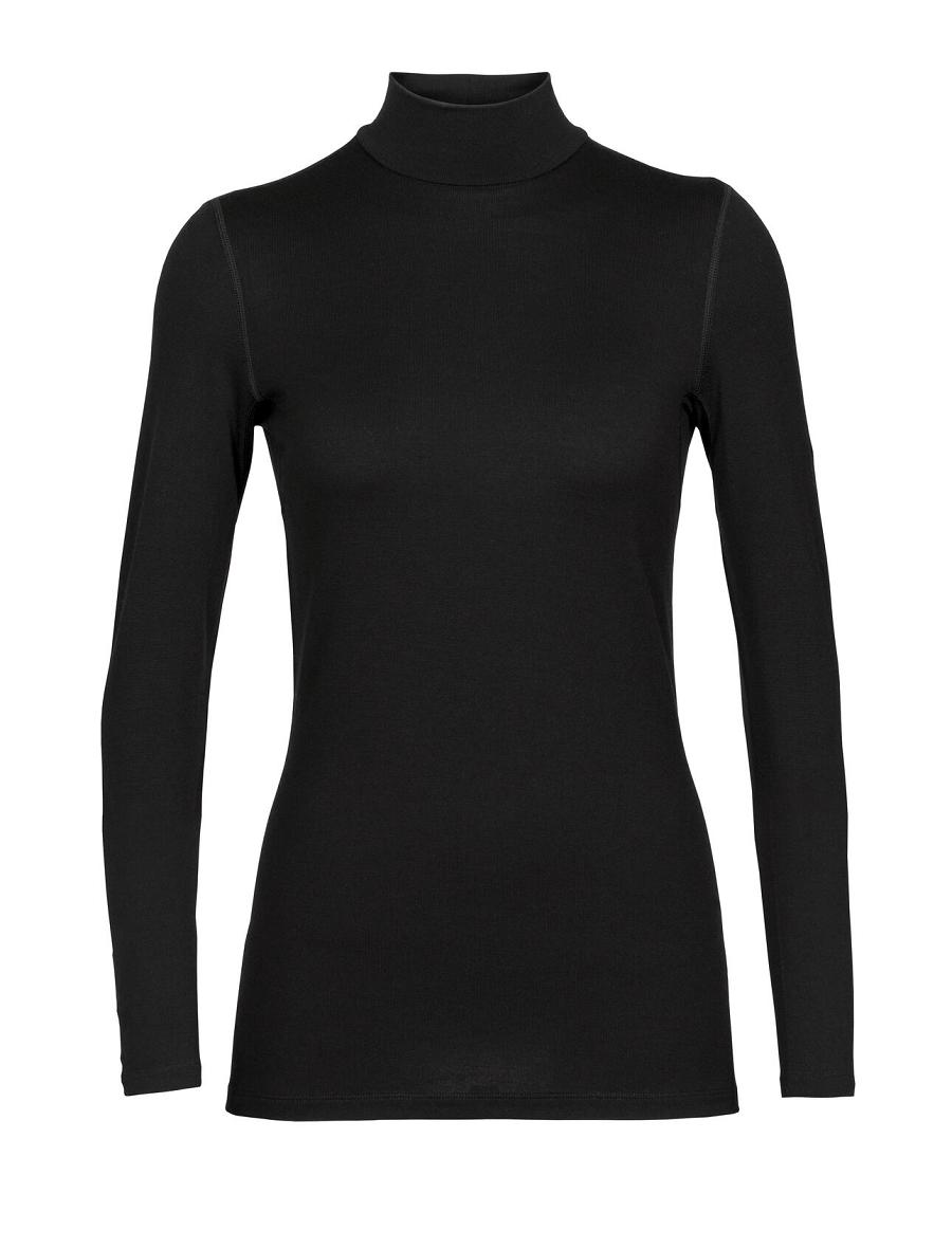 Women's Icebreaker Merino 260 Tech Long Sleeve Turtleneck Base Layers Black | CA 1119GSOL